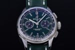 PREMIER B01 CHRONO SS 42MM GF 1:1 BEST EDITION GREEN DIAL ON GREEN LEATHER STRAP A7750 - Image 11