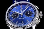 PREMIER B01 CHRONO SS 42MM GF 1:1 BEST EDITION BLUE DIAL ON BLUE LEATHER STRAP A7750 - Image 6