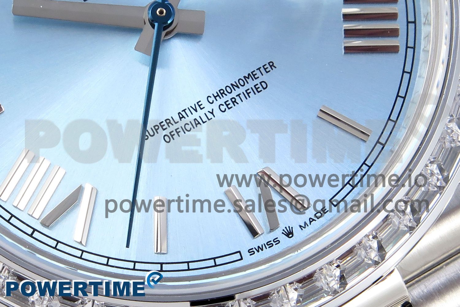 DayDate 40 SS GSF Gain Weight Ice Blue Roman Dial Diamonds Bezel on President Bracelet A3255 - Image 5