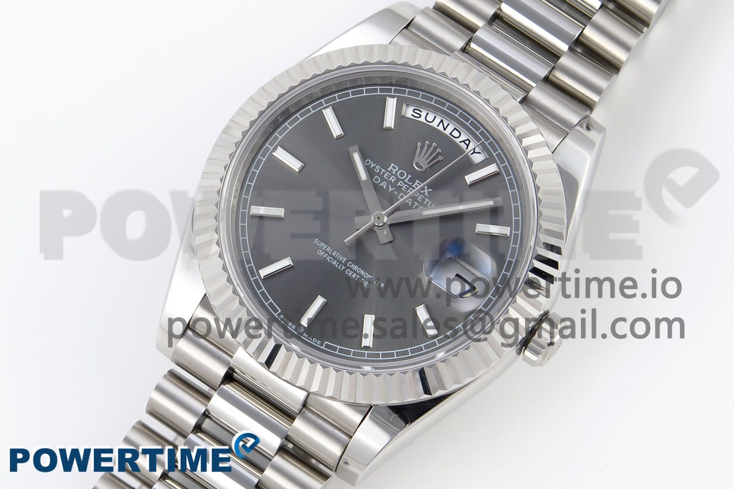 DayDate 40 SS GSF Gain Weight Gray Stick Dial on President Bracelet A3255 - Image 2