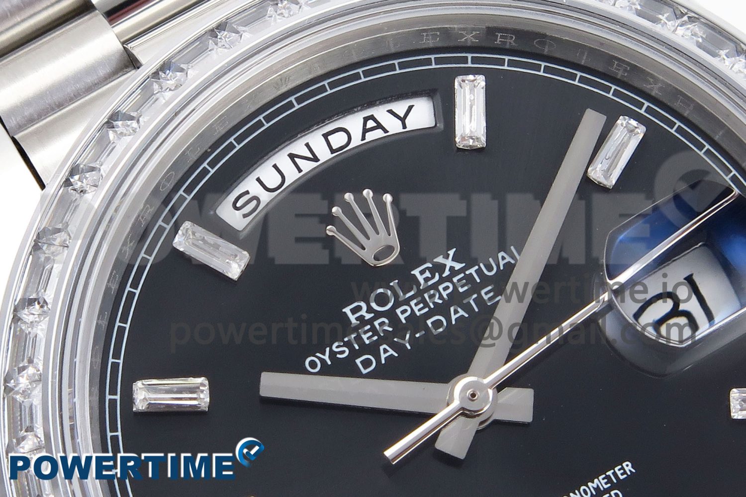 DayDate 40 SS GSF Gain Weight Black Crystal Dial Diamonds Bezel on President Bracelet A3255 - Image 4