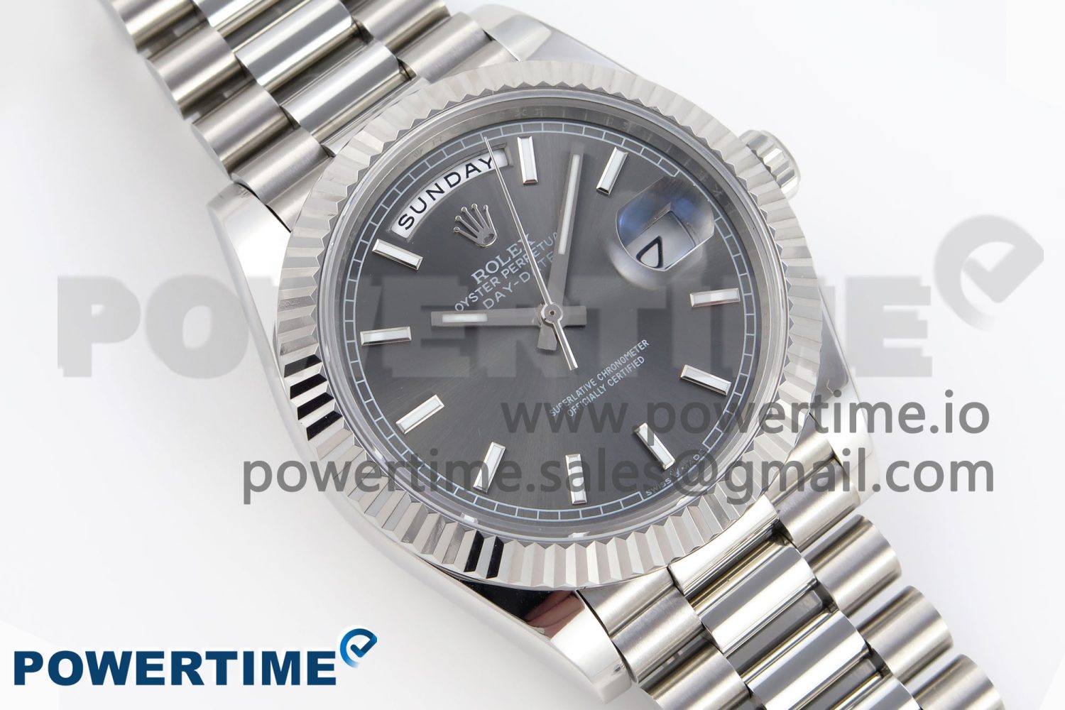 DayDate 40 SS GSF Gain Weight Gray Stick Dial on President Bracelet A3255 - Image 3