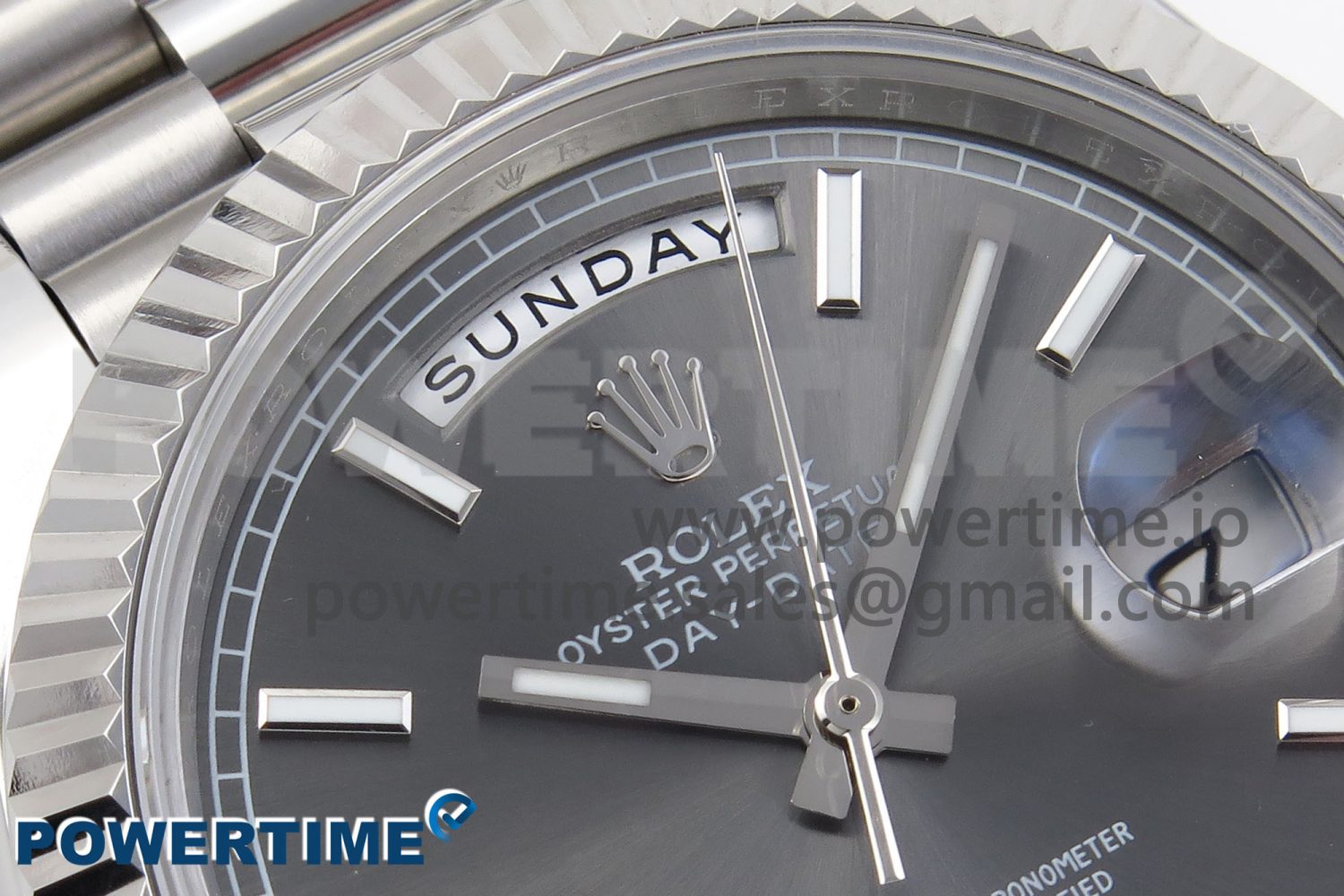 DayDate 40 SS GSF Gain Weight Gray Stick Dial on President Bracelet A3255 - Image 4