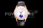 Rolex Cellini 50535 Moonphase RG EWF Best Edition White Dial on Brown Leather Strap A3195 Super Clone Watch