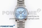 DayDate 40 SS GSF Gain Weight Ice Blue Crystal Dial Diamonds Bezel on President Bracelet A3255
