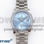 DayDate 40 SS GSF Gain Weight Ice Blue Crystal Dial Diamonds Bezel on President Bracelet A3255