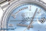 DayDate 40 SS GSF Gain Weight Ice Blue Crystal Dial Diamonds Bezel on President Bracelet A3255 - Image 4