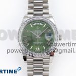 DayDate 40 SS GSF Gain Weight Green Roman Dial Diamonds Bezel on President Bracelet A3255