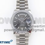 DayDate 40 SS GSF Gain Weight Gray Roman Dial Diamonds Bezel on President Bracelet A3255