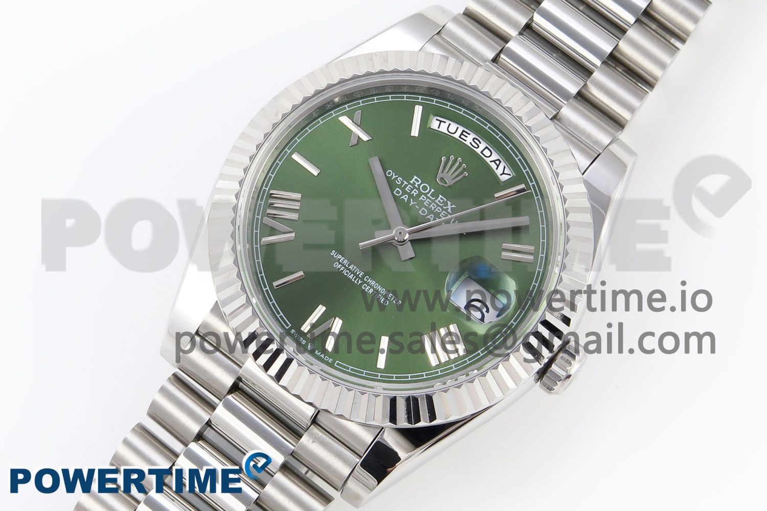 DayDate 40 SS GSF Gain Weight Green Roman Dial on President Bracelet A3255 - Image 2
