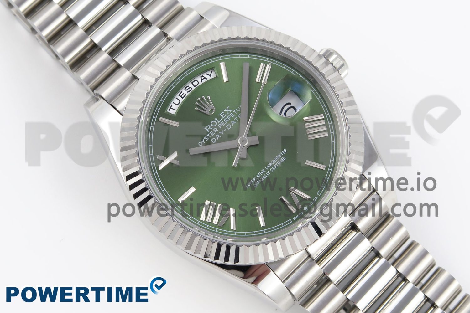 DayDate 40 SS GSF Gain Weight Green Roman Dial on President Bracelet A3255 - Image 3