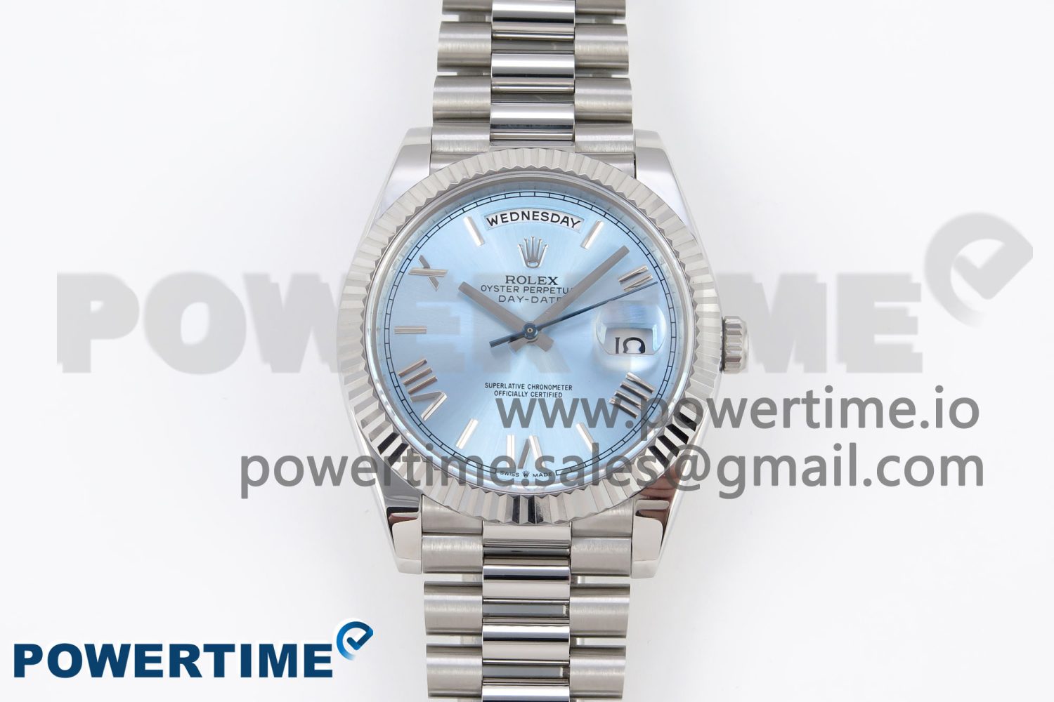 DayDate 40 SS GSF Gain Weight Ice Blue Roman Dial on President Bracelet A3255 - Image 1