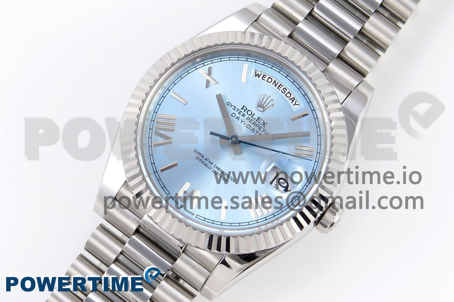 DayDate 40 SS GSF Gain Weight Ice Blue Roman Dial on President Bracelet A3255 - Image 2