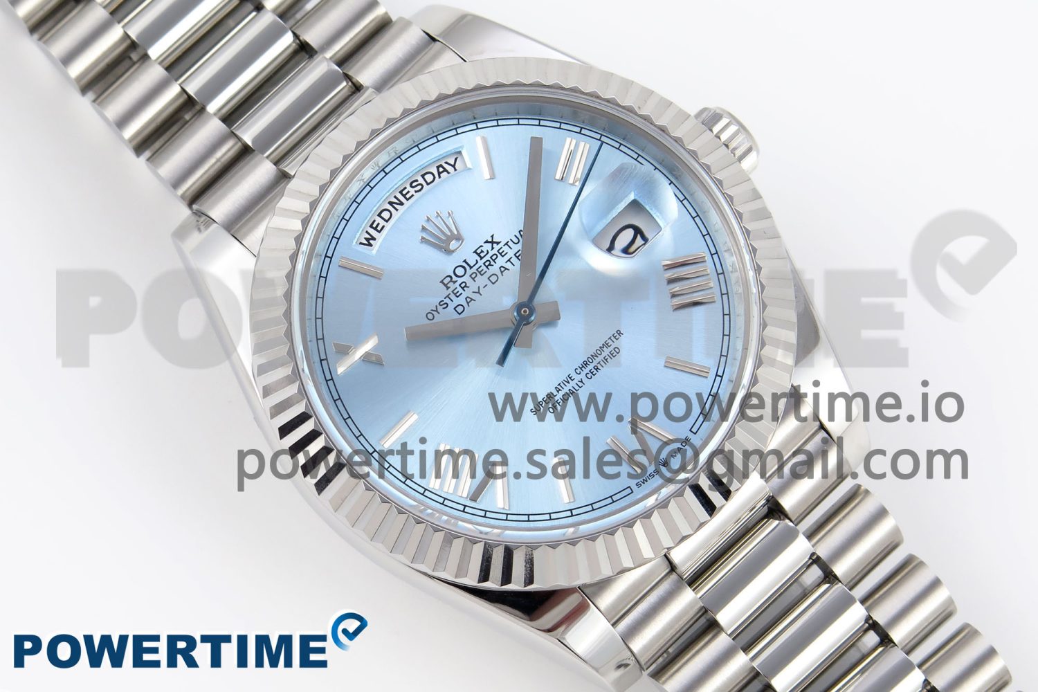 DayDate 40 SS GSF Gain Weight Ice Blue Roman Dial on President Bracelet A3255 - Image 3