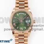 DayDate 40 RG GSF Gain Weight Green Roman Dial on President Bracelet A3255
