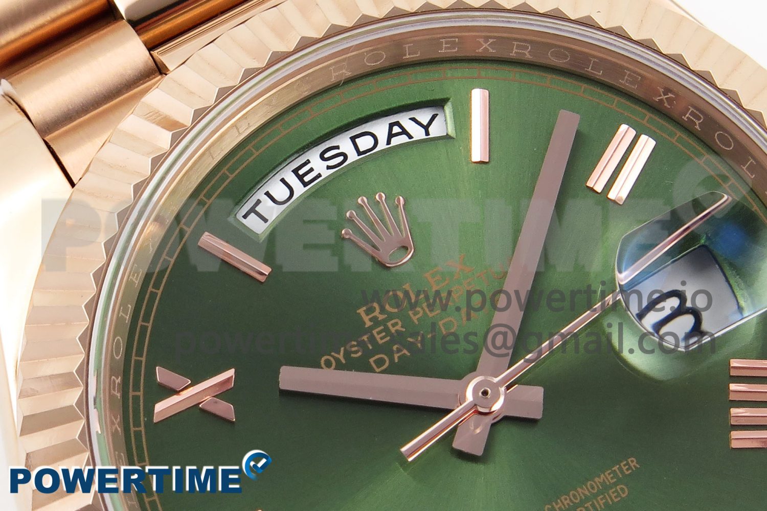 DayDate 40 RG GSF Gain Weight Green Roman Dial on President Bracelet A3255 - Image 4