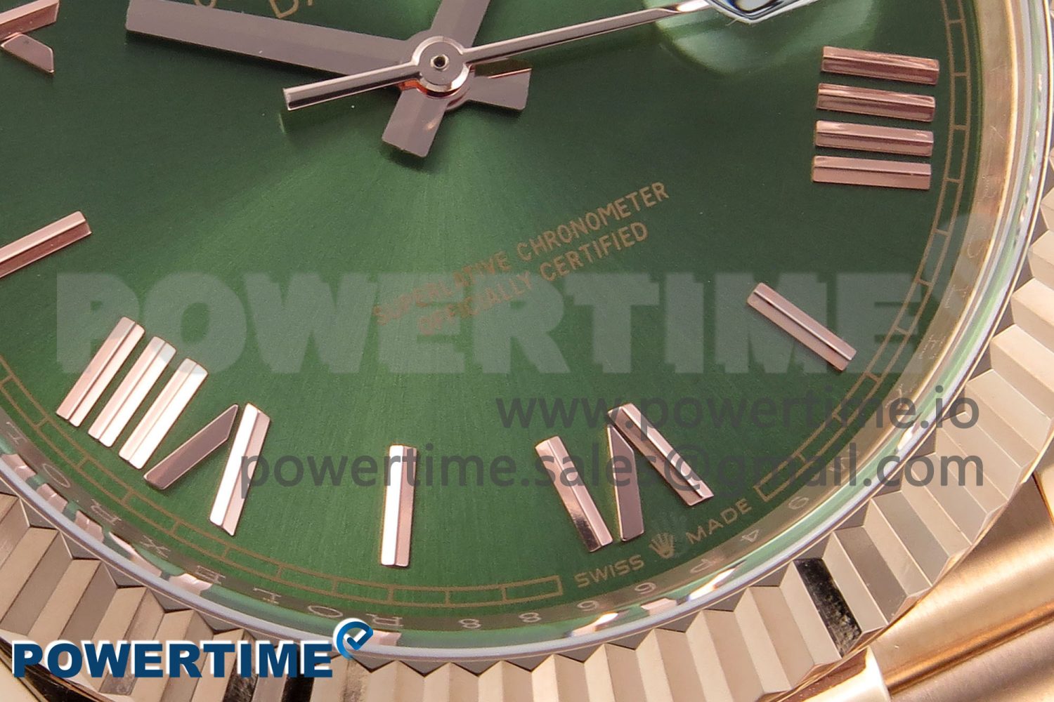 DayDate 40 RG GSF Gain Weight Green Roman Dial on President Bracelet A3255 - Image 5