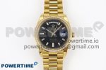 DayDate 40 YG GSF Gain Weight Black Crystal Dial Diamonds Bezel on President Bracelet A3255