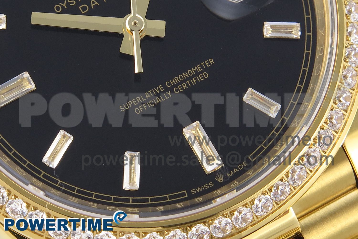 DayDate 40 YG GSF Gain Weight Black Crystal Dial Diamonds Bezel on President Bracelet A3255 - Image 5