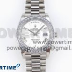 DayDate 40 SS GSF Gain Weight White Roman Dial Diamonds Bezel on President Bracelet A3255