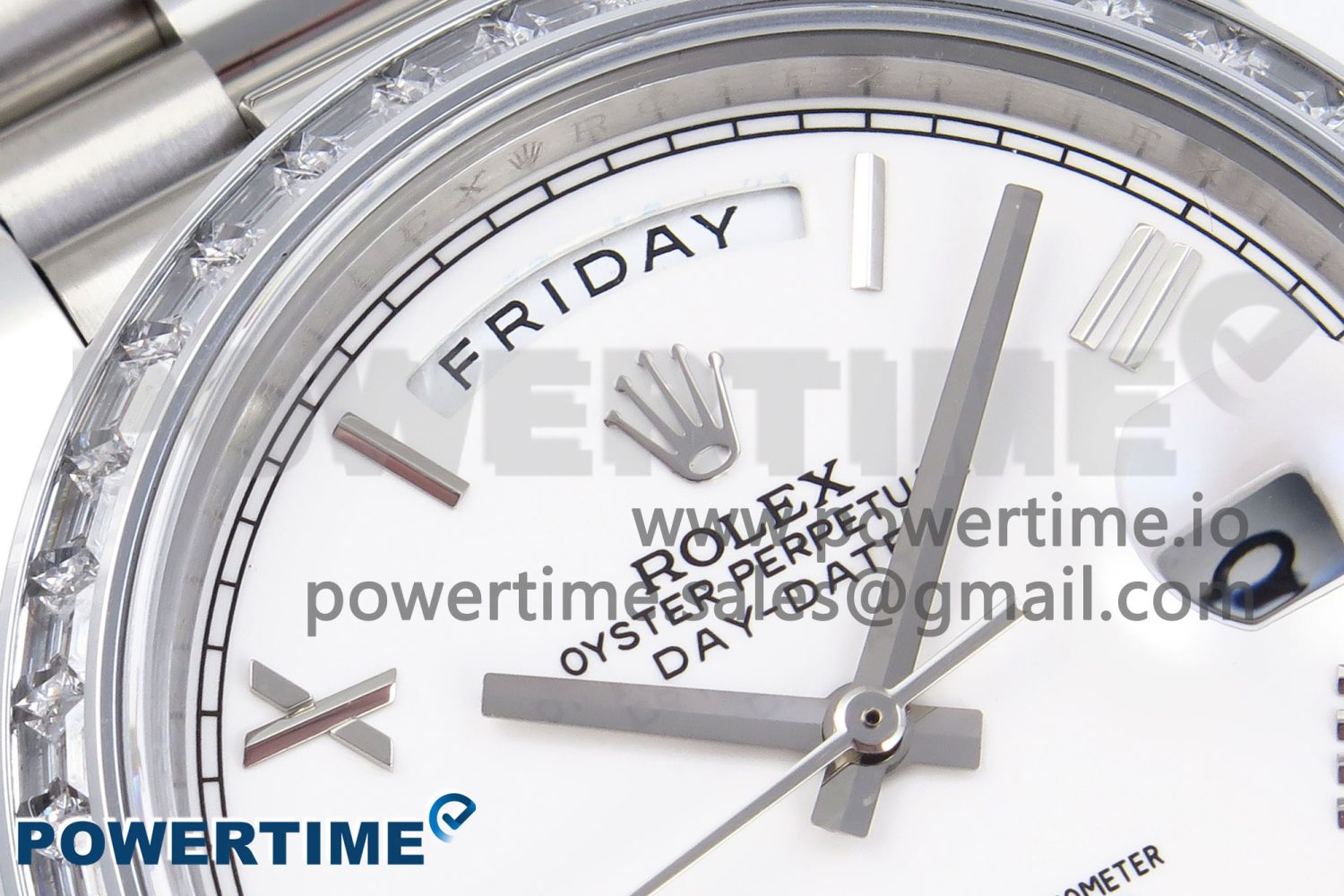 DayDate 40 SS GSF Gain Weight White Roman Dial Diamonds Bezel on President Bracelet A3255 - Image 4