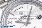 DayDate 40 SS GSF Gain Weight White Roman Dial Diamonds Bezel on President Bracelet A3255 - Image 4