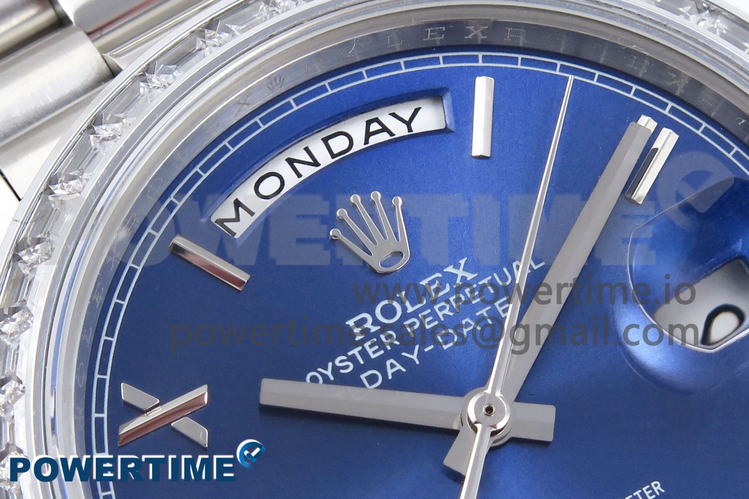 DayDate 40 SS GSF Gain Weight Blue Roman Dial Diamonds Bezel on President Bracelet A3255 - Image 4