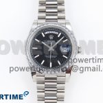 DayDate 40 SS GSF Gain Weight Black Stick Dial Diamonds Bezel on President Bracelet A3255