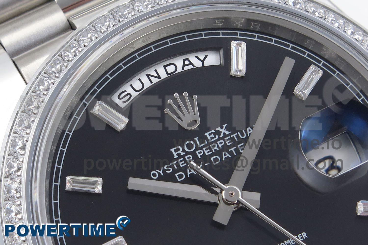 DayDate 40 SS GSF Gain Weight Black Crystal Dial Diamonds Bezel on President Bracelet A3255 - Image 4