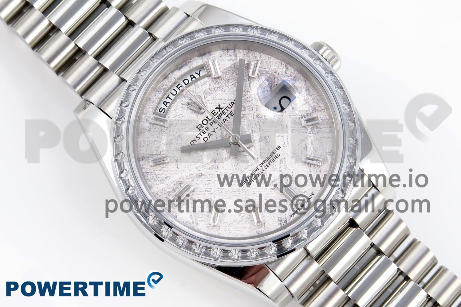 DayDate 40 SS GSF Gain Weight Meteorite Crystal Dial Diamonds Bezel on President Bracelet A3255 - Image 3