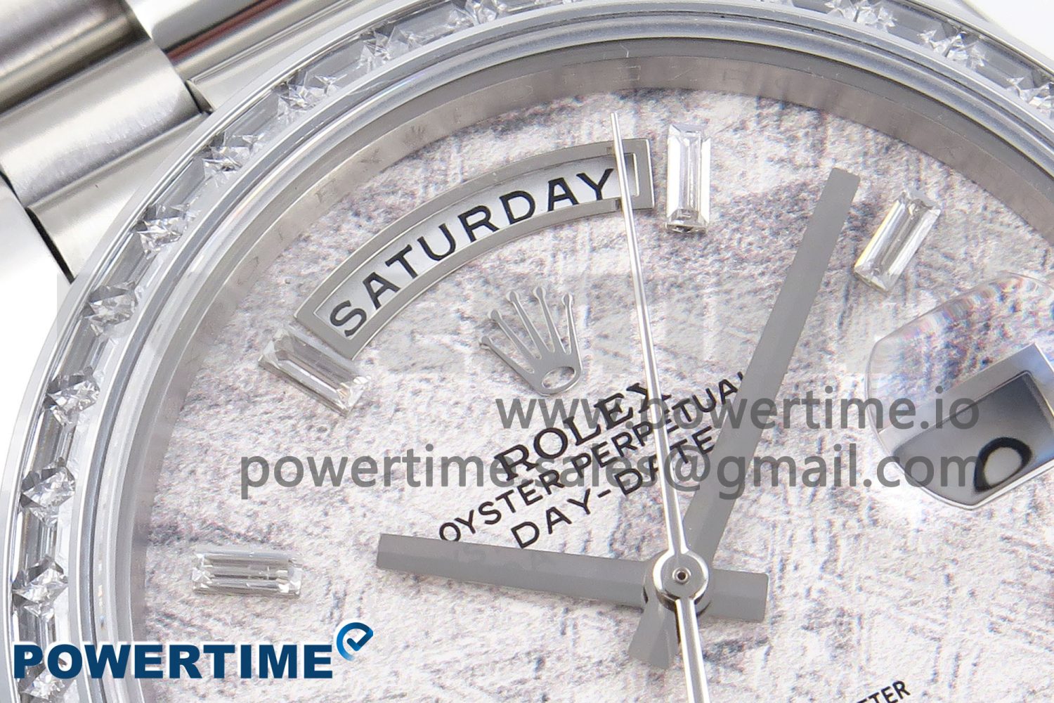 DayDate 40 SS GSF Gain Weight Meteorite Crystal Dial Diamonds Bezel on President Bracelet A3255 - Image 4