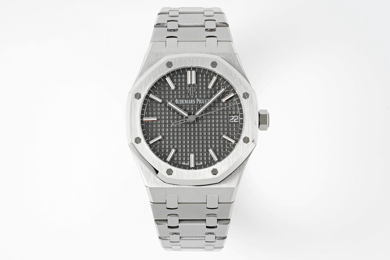 ROYAL OAK 41MM 15500 SS APSF 1:1 BEST EDITION GRAY TEXTURED DIAL ON SS BRACELET SA4302 SUPER CLONE - Image 1