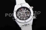 Hublot Big Bang Unico White Ceramic HBF 1:1 Best Edition Black Skeleton Dial on Whtie Rubber Strap A1242 Super Clone Watch - Image 2