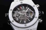 Hublot Big Bang Unico White Ceramic HBF 1:1 Best Edition Black Skeleton Dial on Whtie Rubber Strap A1242 Super Clone Watch - Image 5