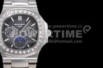 Patek Philippe Nautilus 5740 SS GRF Best Edition Gray Dial Diamonds Bezel on SS Bracelet A240 Super Clone Watch - Image 4