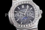 Patek Philippe Nautilus 5740 SS GRF Best Edition Gray Dial Diamonds Bezel on SS Bracelet A240 Super Clone Watch - Image 5