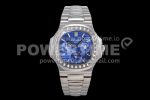 Patek Philippe Nautilus 5740 SS GRF Best Edition Blue Dial Diamonds Bezel on SS Bracelet A240 Super Clone Watch
