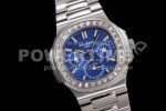 Patek Philippe Nautilus 5740 SS GRF Best Edition Blue Dial Diamonds Bezel on SS Bracelet A240 Super Clone Watch - Image 2