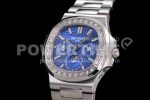 Patek Philippe Nautilus 5740 SS GRF Best Edition Blue Dial Diamonds Bezel on SS Bracelet A240 Super Clone Watch - Image 3
