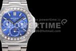 Patek Philippe Nautilus 5740 SS GRF Best Edition Blue Dial Diamonds Bezel on SS Bracelet A240 Super Clone Watch - Image 4