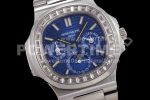 Patek Philippe Nautilus 5740 SS GRF Best Edition Blue Dial Diamonds Bezel on SS Bracelet A240 Super Clone Watch - Image 5