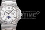 Patek Philippe Nautilus 5740 SS GRF Best Edition White Dial Diamonds Bezel on SS Bracelet A240 Super Clone Watch - Image 4
