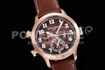 Patek Philippe Calatrava 5524R Pilot Travel Time RG GRF Brown Dial on Brown Leather Strap MIYOTA 9015 Super Clone Watch - Image 2