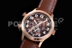 Patek Philippe Calatrava 5524R Pilot Travel Time RG GRF Brown Dial on Brown Leather Strap MIYOTA 9015 Super Clone Watch - Image 3