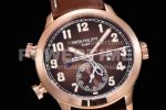 Patek Philippe Calatrava 5524R Pilot Travel Time RG GRF Brown Dial on Brown Leather Strap MIYOTA 9015 Super Clone Watch - Image 5
