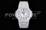 Patek Philippe Nautilus Jumbo 5711 SS TWF Full Paved Diamonds Dial Case and Bracelet A324 Super Clone Watch