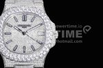Patek Philippe Nautilus Jumbo 5711 SS TWF Full Paved Diamonds Dial Case and Bracelet A324 Super Clone Watch - Image 4
