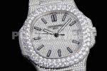 Patek Philippe Nautilus Jumbo 5711 SS TWF Full Paved Diamonds Dial Case and Bracelet A324 Super Clone Watch - Image 5