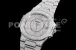 Patek Philippe Nautilus Jumbo Ladies 7021 SS Full Paved Diamonds on Diamonds Plated SS Bracelet MIYOTA 9015 Super Clone Watch - Image 3