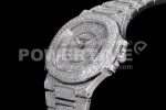 Patek Philippe Nautilus Jumbo Ladies 7021 SS Full Paved Diamonds on Diamonds Plated SS Bracelet MIYOTA 9015 Super Clone Watch - Image 6